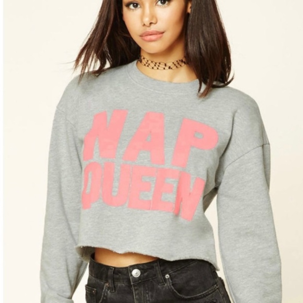 Forever 21 Nap Queen Cropped Sweatshirt Size Small